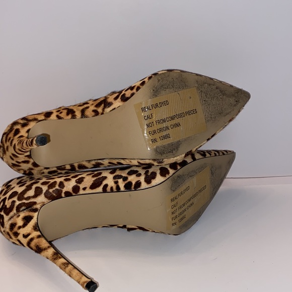 Steve Madden Women’s Heels, fur dyed leopard print, 4.5 inch heels , Size 10 M - Picture 9 of 14
